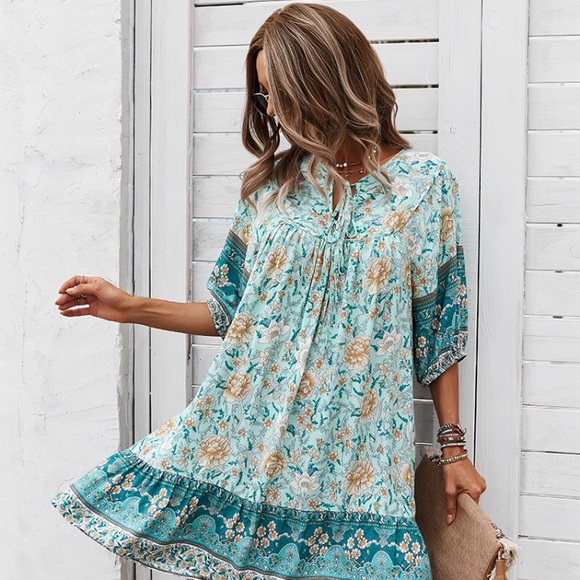 BOHO BABY DOLL FLORAL DRESS 💐 - Picture 3 of 6